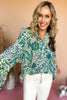 Green Paisley Printed Relaxed Fit Button Down Top, paisley, button up, collar detail, new arrival, date night, shop style your senses by mallory fitzsimmons