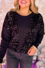 Molly Bracken Black Sequin Long Sleeve Sweater, sequin sweater, nye outfit, sequin, must have, glam, shop style your senses by mallory fitzsimmons