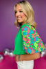 Kelly Green Frill Neck Embroidered Balloon Sleeve Top, top, balloon sleeve top, embroidered balloon sleeve top, green top, bright top, colorful top, must have top, elevated top, elevated style, summer top, summer style, Shop Style Your Senses by Mallory Fitzsimmons, SSYS by Mallory Fitzsimmons