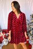 Burgundy Velvet V Neck Bubble Long Sleeve Dress, must have dress, must have style, elevated dress, elevated style, holiday style, holiday fashion, elevated holiday, holiday collection, affordable fashion, mom style, shop style your senses by mallory fitzsimmons