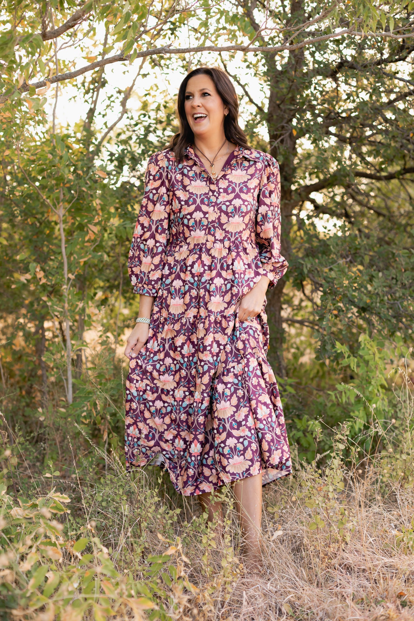 SSYS Emery Long Sleeve Dress In Vintage Meadow