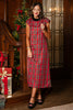 SSYS Nora Velvet Collar Cap Sleeve Maxi Dress In Red Tartan