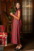 SSYS Nora Velvet Collar Cap Sleeve Maxi Dress In Red Tartan