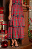 SSYS Josslyn Three Tier Maxi Skirt In Inverted Red Tartan