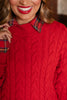 SSYS Giselle Cable Knit Mock Neck Sweater In Red