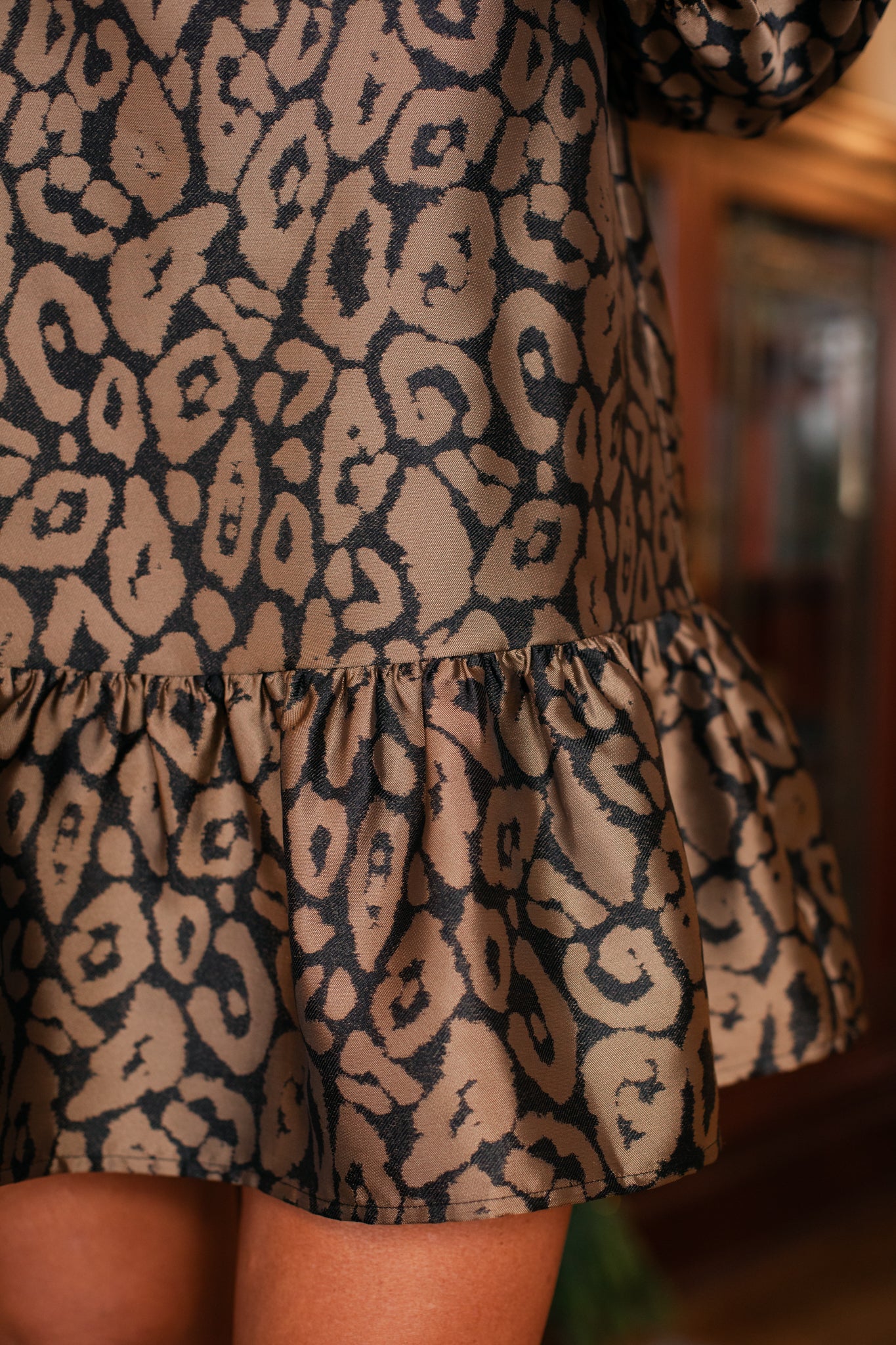 SSYS Hope Brocade Dress In Gold Spotted Animal