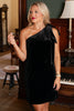 SSYS Delia One Shoulder Velvet Bow Dress In Black