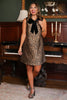 SSYS Cora Velvet Collar Dress In Gold Spotted Animal