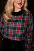 SSYS Joanna Velvet Trim Long Sleeve In Black Tartan