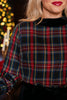 SSYS Joanna Velvet Trim Long Sleeve In Black Tartan