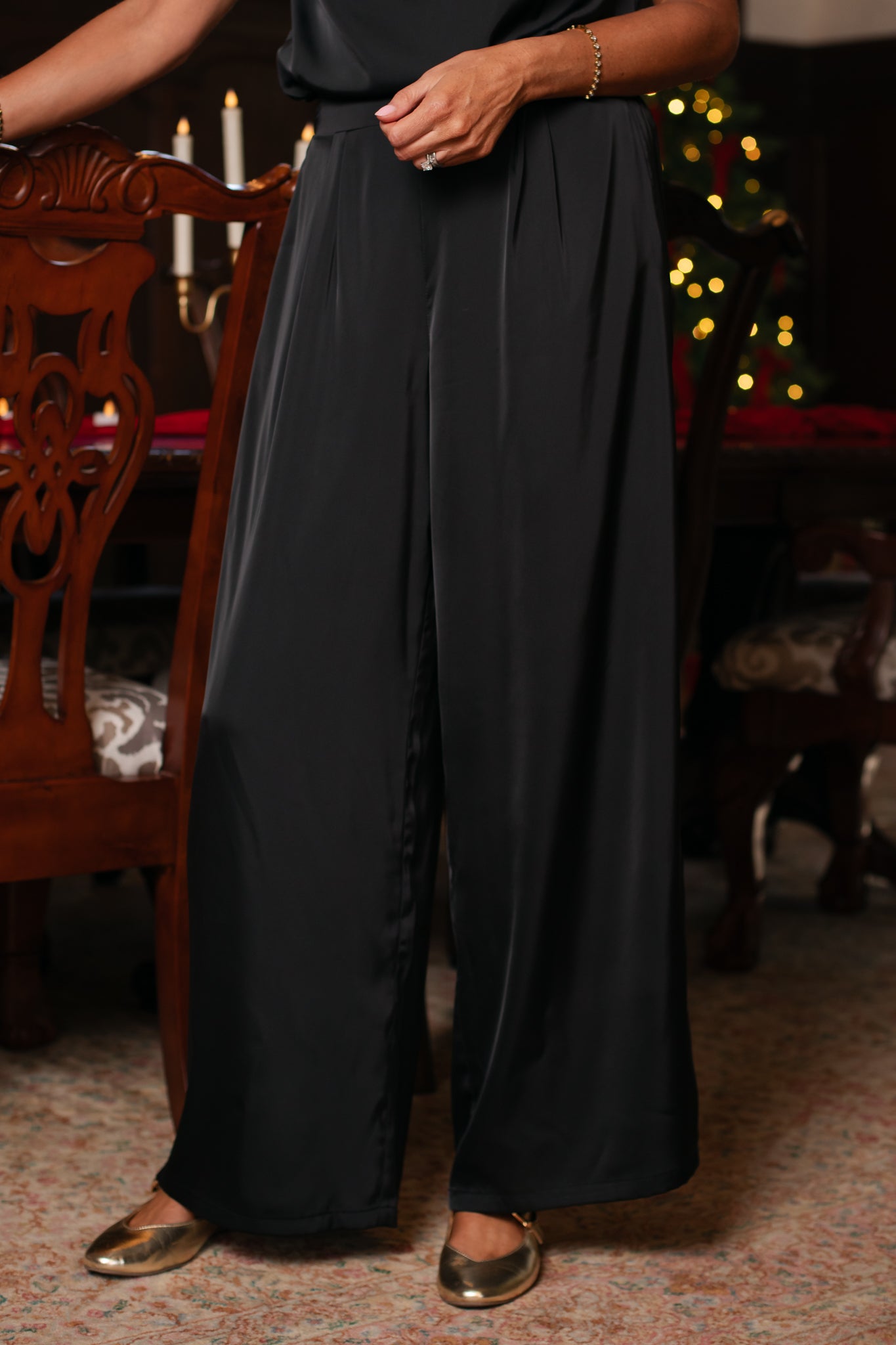 SSYS Satin Jules Trouser Pants In Black
