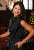 SSYS Adele Satin Cowl Neck Sleeveless Top In Black