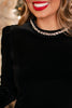 SSYS Keeley Velvet Mini Dress with Rhinestone Bow In Black