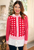 SSYS Elina Long Sleeve Gingham Sweater In Red Pink