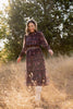 SSYS Danielle Long Sleeve Tiered Maxi Dress In Midnight Teal Floral