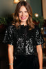 SSYS Calla Sequin Top with Velvet Collar In Black
