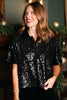 SSYS Calla Sequin Top with Velvet Collar In Black