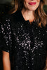 SSYS Calla Sequin Top with Velvet Collar In Black