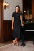 SSYS Susanna Tweed Midi Dress with Pearl Buttons In Black