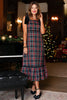 SSYS Kenna Velvet Bow Maxi Dress In Black Tartan