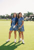 SSYS Indigo Bloom Puff Short Sleeve Collared Scuba Dress