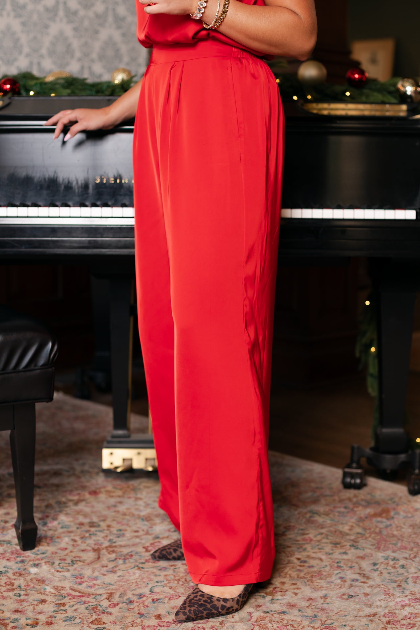 SSYS Satin Jules Trouser Pants In Red