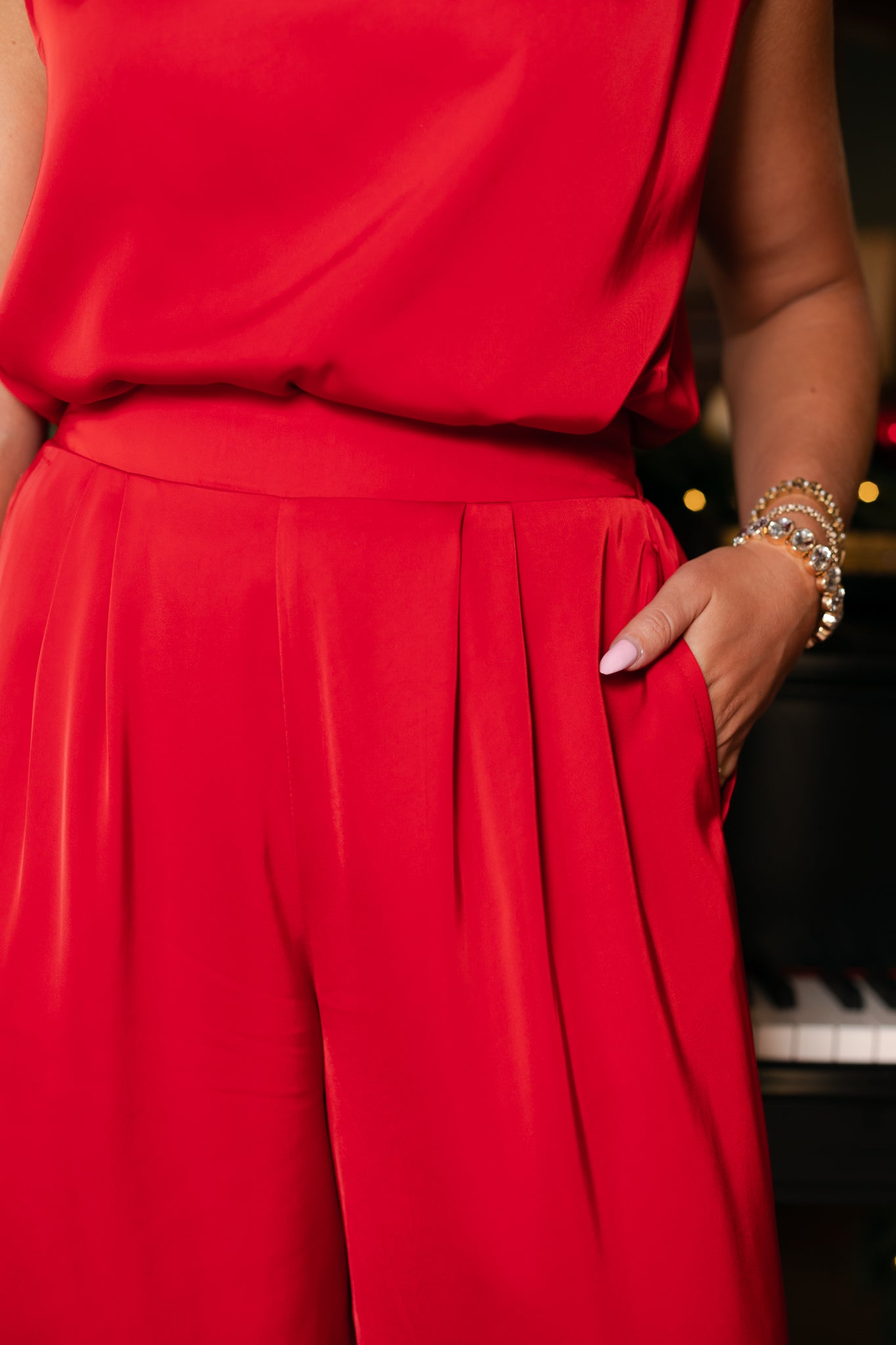 SSYS Satin Jules Trouser Pants In Red