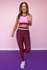 SSYS Pink and Chocolate Contrast Ribbed Maroon High Waist Leggings