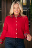 SSYS Lizzy Cable Knit Cardigan In Red