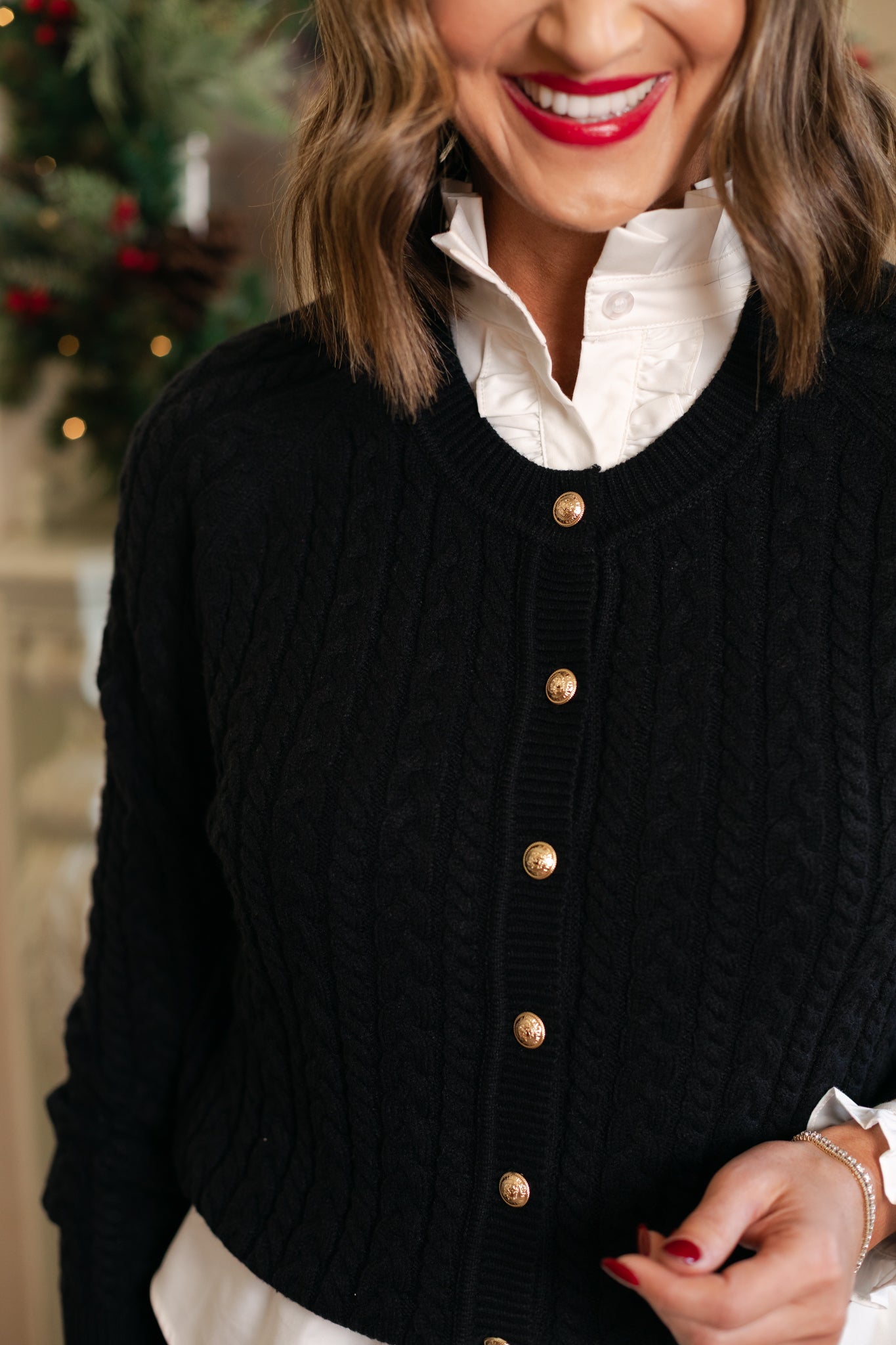 SSYS Lizzy Cable Knit Cardigan In Black