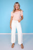 Vervet High Rise White Rope Drawstring Waist Wide Leg Jeans