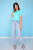 SSYS Violet Ruffle Collar Top In Turquoise
