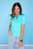 SSYS Violet Ruffle Collar Top In Turquoise