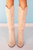 Beige Suede Tall Pointed Toe Boots *FINAL SALE*