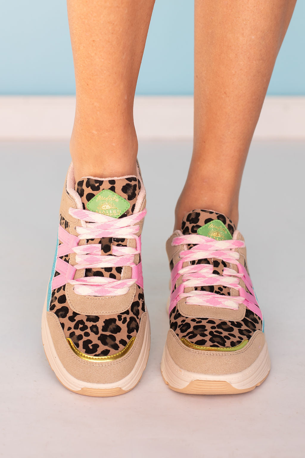 Multi Animal Contrast Tan Sneakers