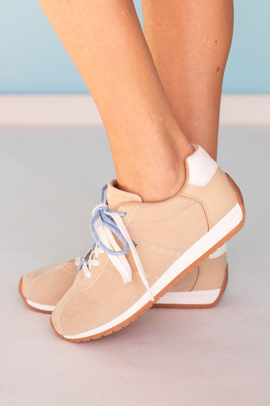 Taupe Cord Double Lace Suede Sneakers