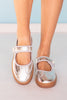 Silver Retro Stripe Sneaker Mary Jane Flats
