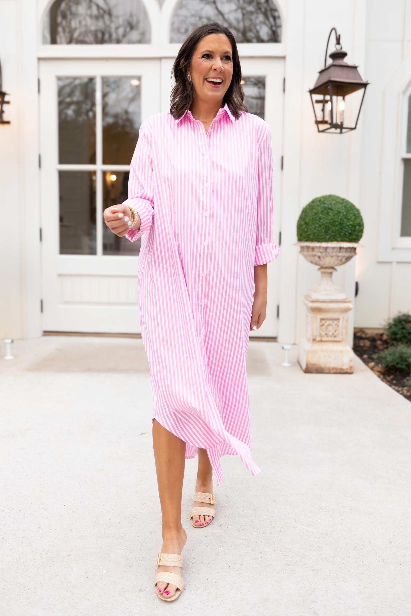 SSYS Saylor Preppy Shirt Dress Pink