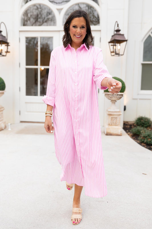 SSYS Saylor Preppy Shirt Dress In Pink