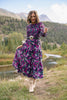 SSYS Wrenley Sheer Long Sleeve Tiered Maxi Dress In Berry Floral