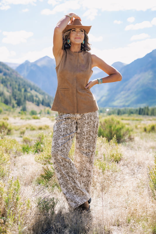 SSYS Victoria Slim Wide Leg Jeans In Scale Animal
