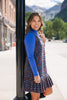SSYS Cindy Lou Tweed Pleated Jumper Dress In Navy Multi