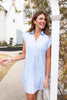 SSYS Scottie Light Blue Poplin Cap Sleeve Button Down Dress