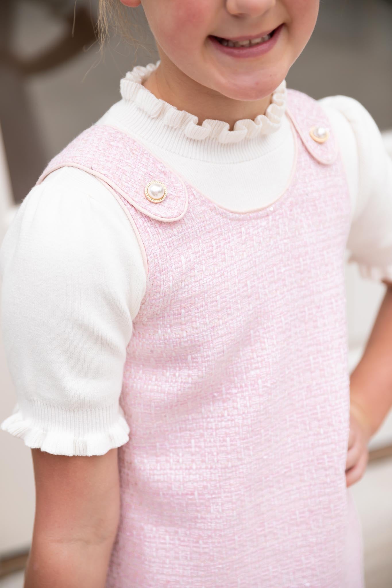 SSYS Kids Joyelle Sparkle Light Pink Tweed Jumper Dress