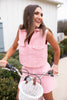 SSYS Gretta Sleeveless Tweed Trouser Shorts Set In Baby Pink *FINAL SALE*