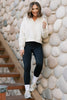 SSYS Lara V Neck Fleece Lined Cropped Sweatshirt In Heather Gray