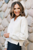 SSYS Lara V Neck Fleece Lined Cropped Sweatshirt In Heather Gray