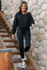 SSYS Lara V Neck Fleece Lined Cropped Sweatshirt In Black