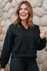 SSYS Lara V Neck Fleece Lined Cropped Sweatshirt In Black
