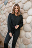 SSYS Lara V Neck Fleece Lined Cropped Sweatshirt In Black